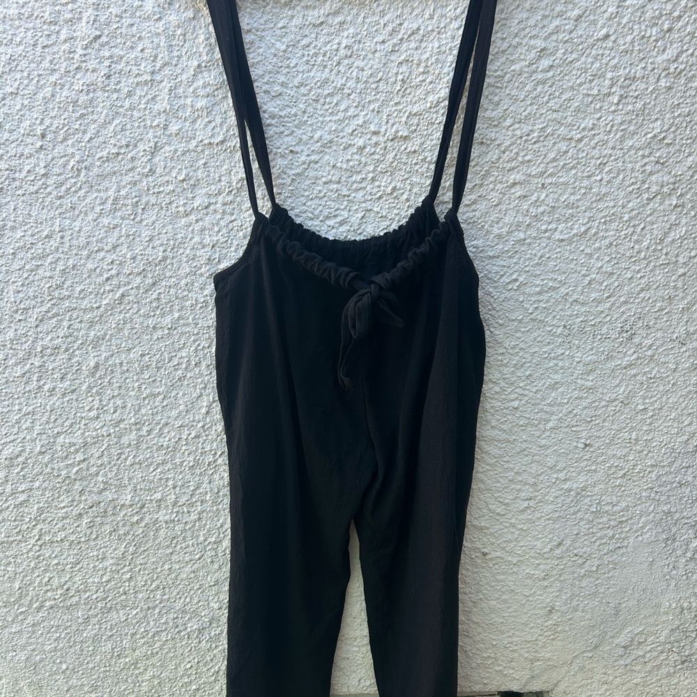 Sand & Charcoal Black Jumpsuit with Adjustable Straps